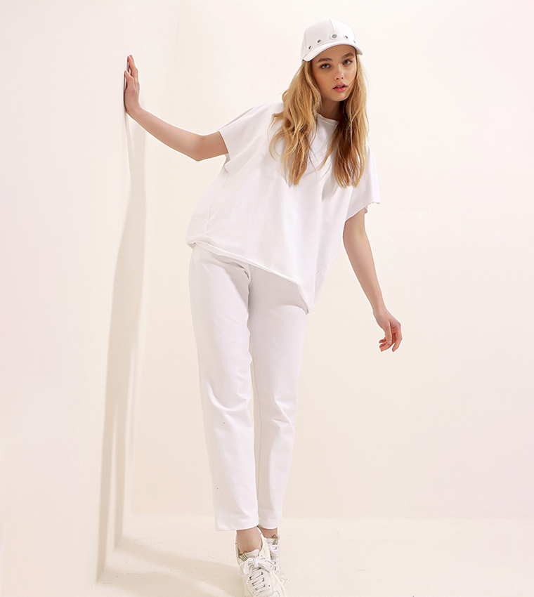Crew Neck Comfortable Fit Tracksuit Set 