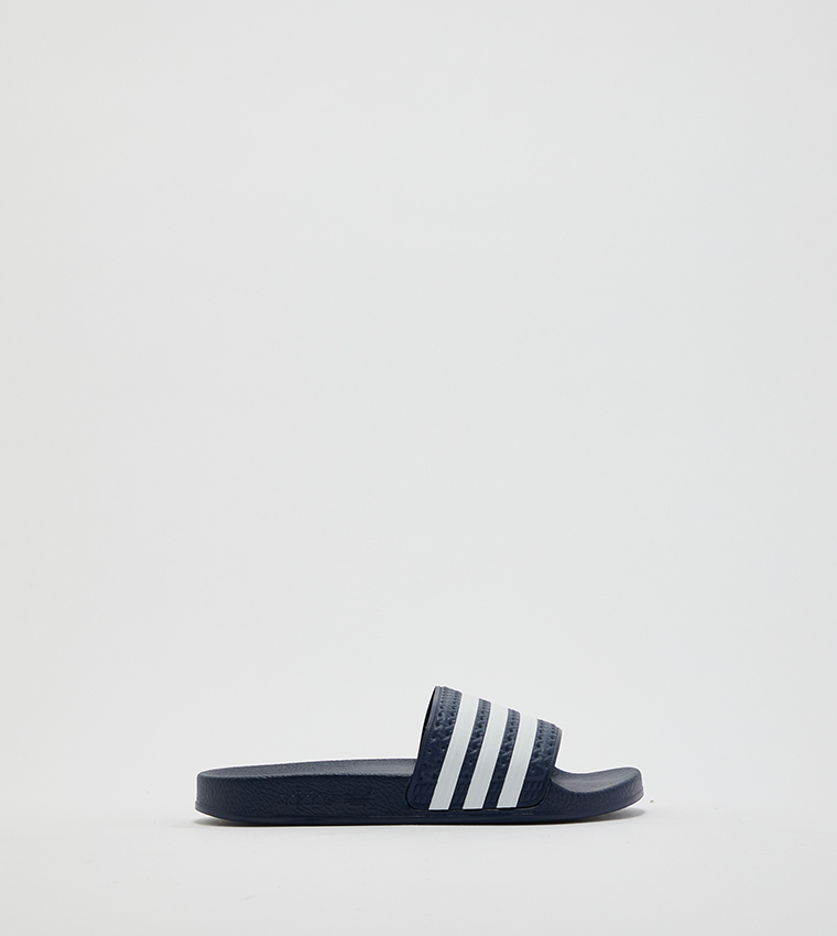 Navy blue adidas slides online