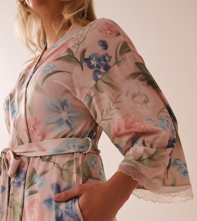 Watercolour Flower Print Super Soft Robe