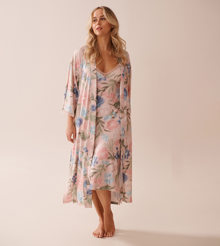 Watercolour Flower Print Super Soft Robe
