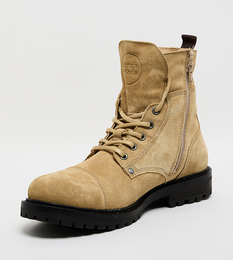 Suede Lace-Up Ankle Boots
