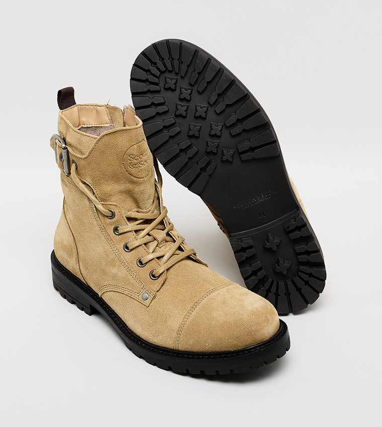 Suede Lace-Up Ankle Boots