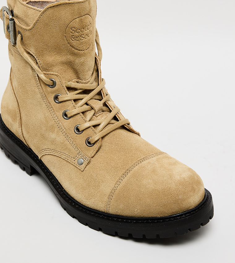 Suede Lace-Up Ankle Boots
