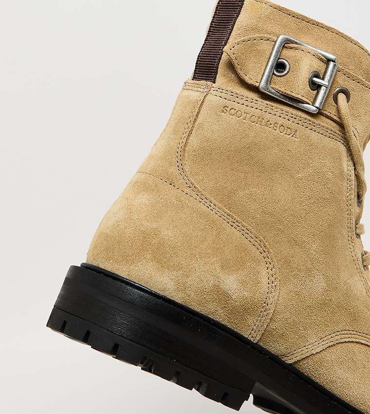 Suede Lace-Up Ankle Boots