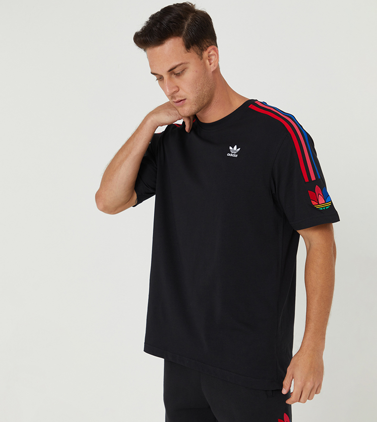 Buy Adidas Adicolor 3D Trefoil 3 Stripes T Shirt Black In Black