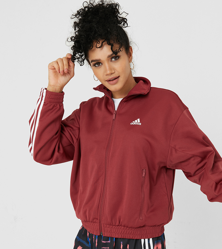 Maroon adidas track jacket women's hotsell