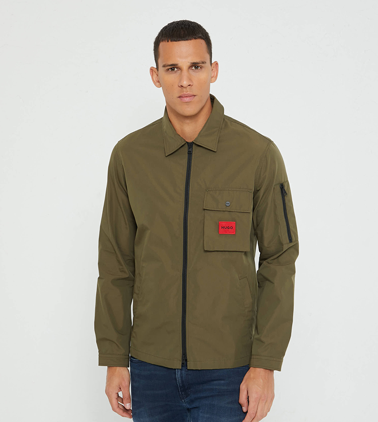 Buy Hugo Emmond Zip Through Overshirt In Green | 6thStreet Qatar