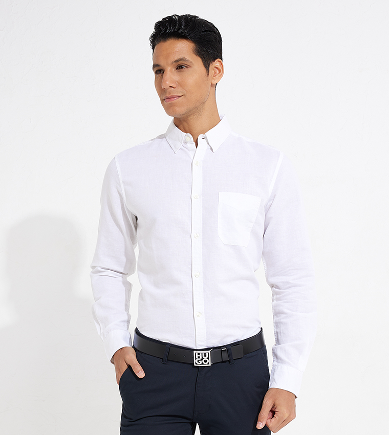 Logo Buckle Leather Belt