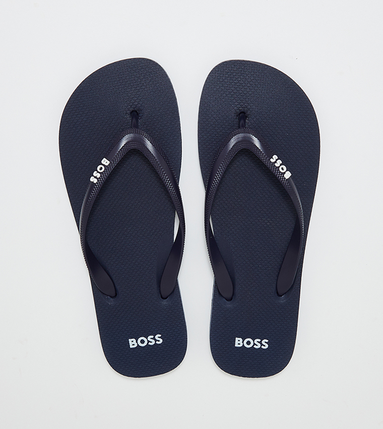 Buy Boss Logo Detail Thong Flip Flops In Navy 6thStreet Bahrain