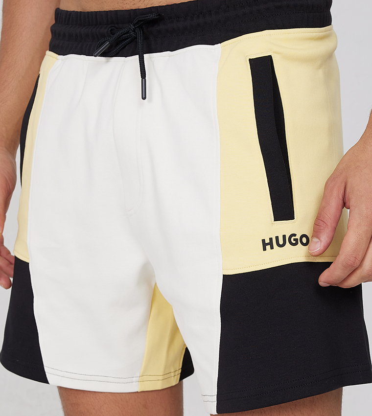 Color Block Drawstring Waist Active Shorts