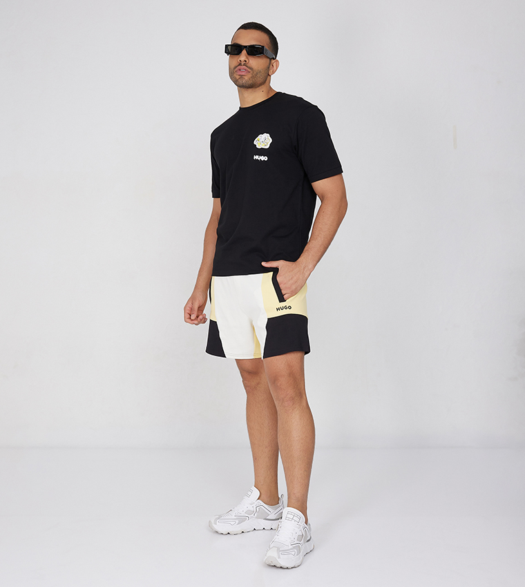 Color Block Drawstring Waist Active Shorts