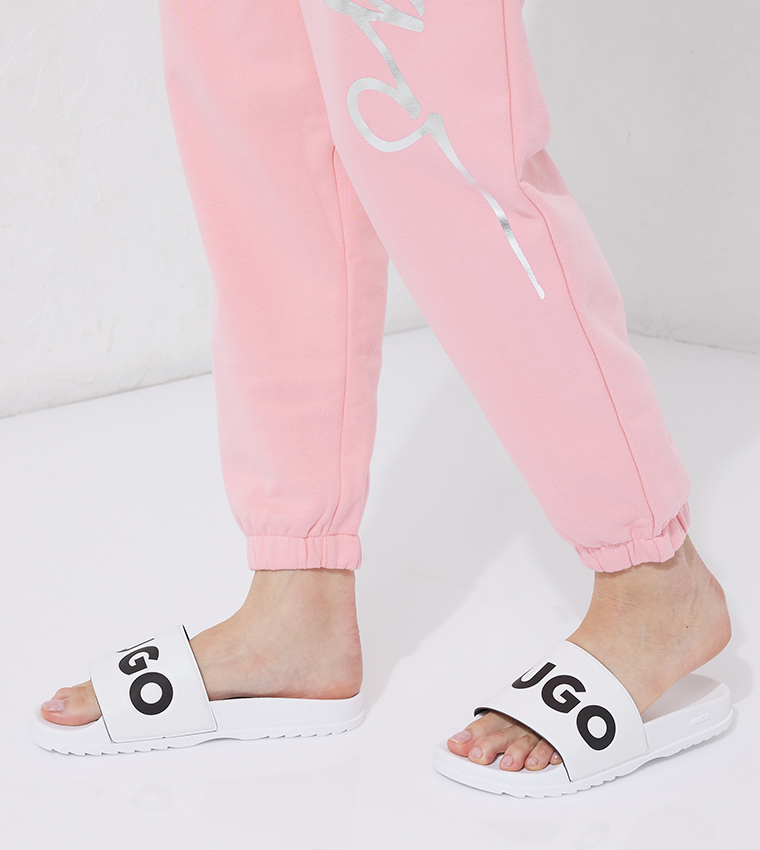 Match It Logo Detailed Open Toe Slides