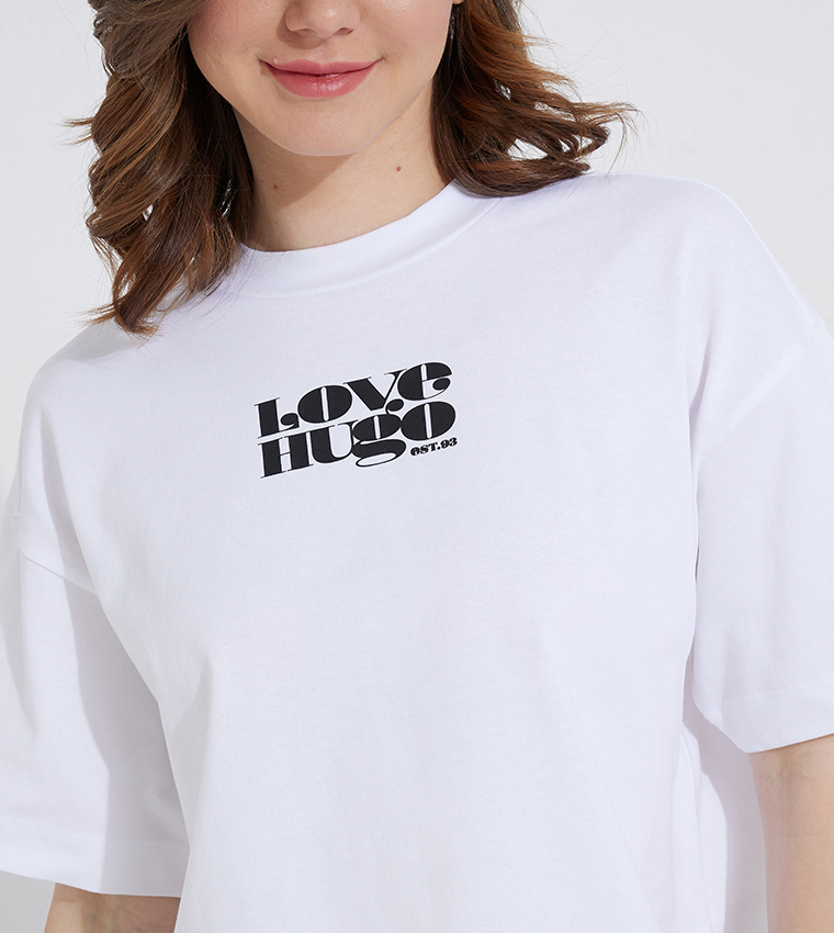 Typography Printed Cropped T-shirt