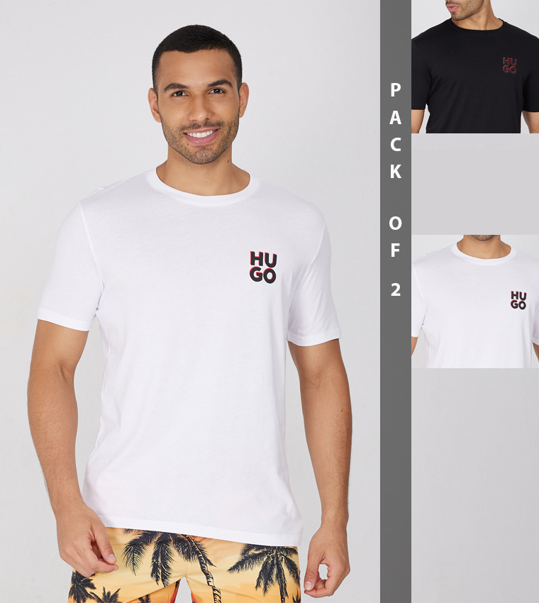 Pack of 2 Logo Printed Casual T-Shirts
