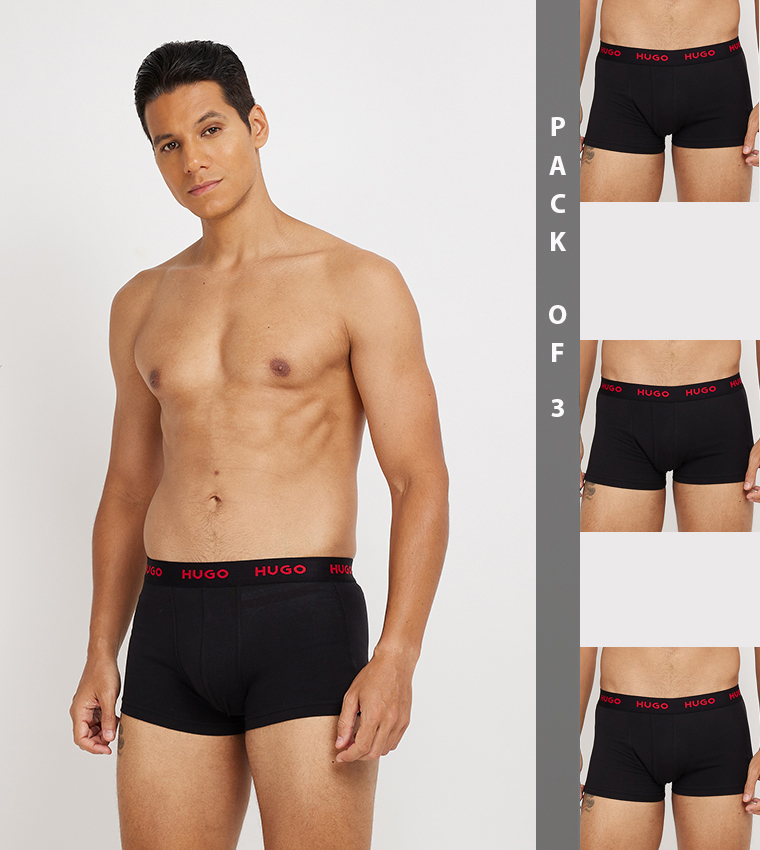 Buy American Eagle Pack Of 3 Logo Waistband Trunks In Black