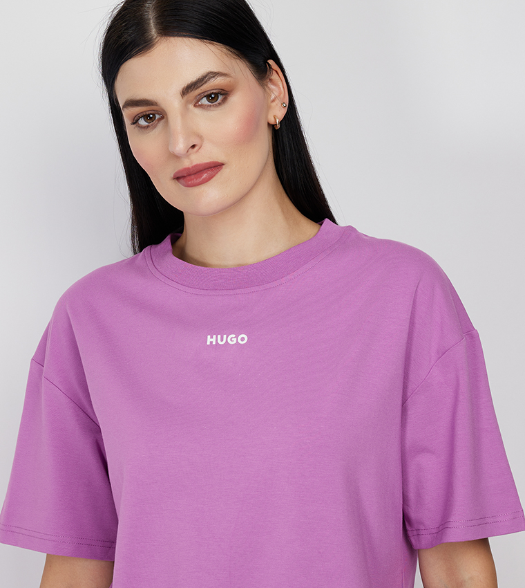 Buy HUGO Logo Printed Short Sleeves T Shirt In Purple 6thStreet UAE