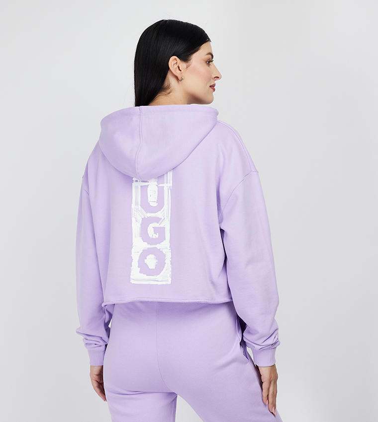 DEPHANA Logo Printed Crop Hoodie