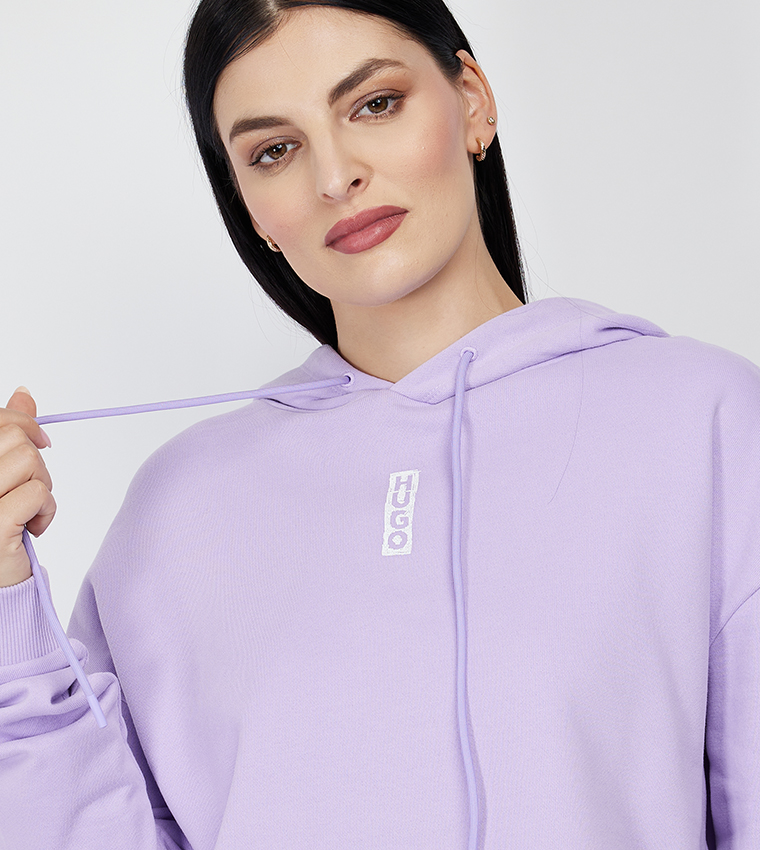 DEPHANA Logo Printed Crop Hoodie