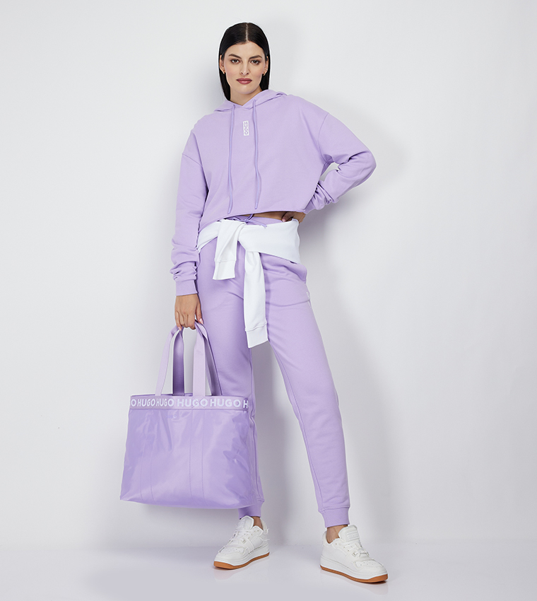 DEPHANA Logo Printed Crop Hoodie
