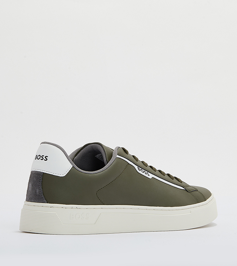 Buy BOSS Logo Detail Lace Up Sneakers In Green | 6thStreet UAE