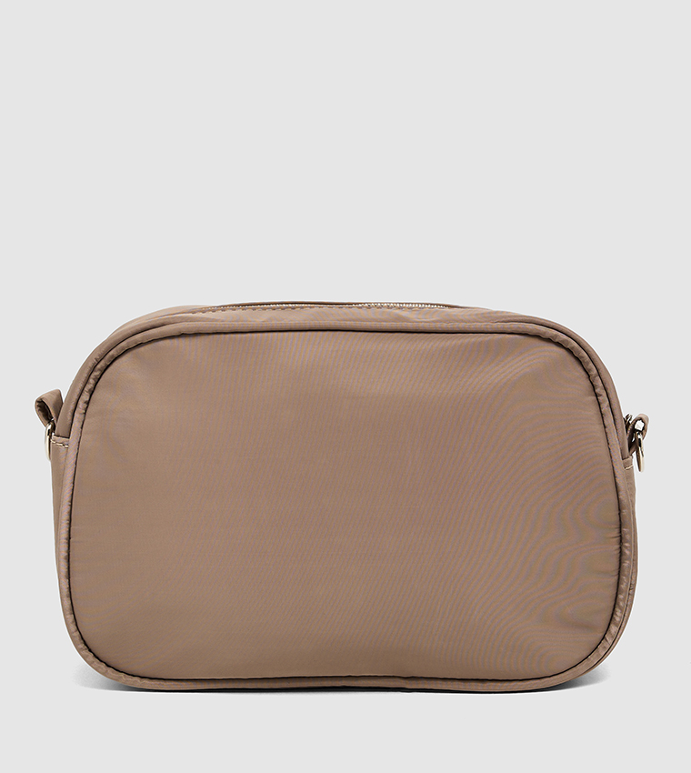Solid Crossbody Bag with Zip Closure
