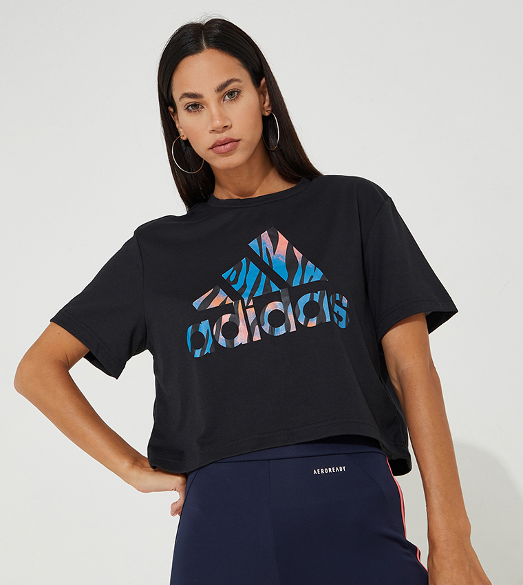 Adidas crop top t shirt best sale