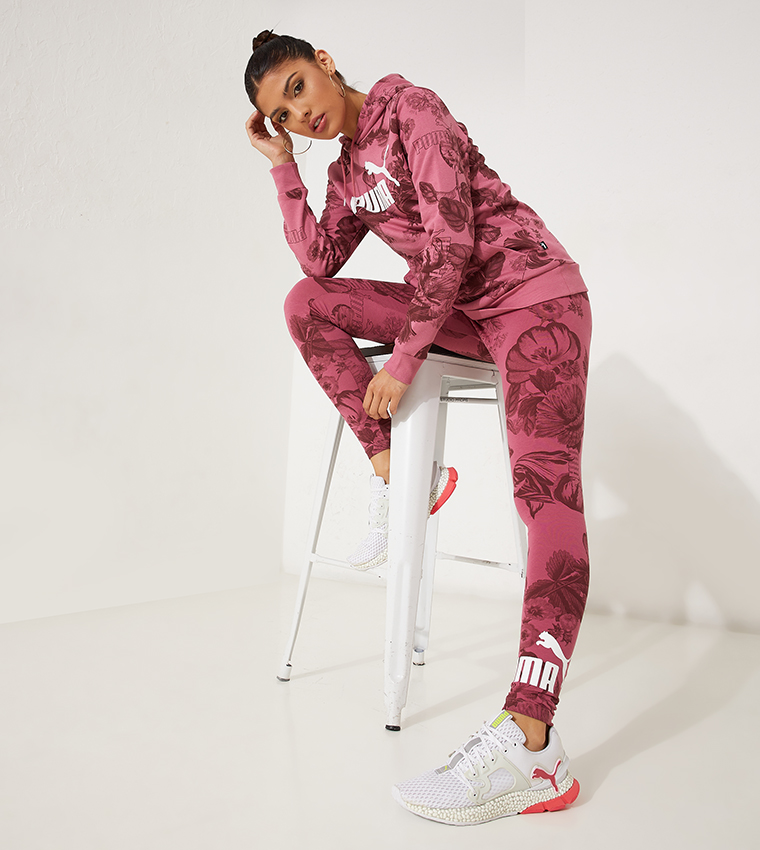 Buy Puma ESS+ Frozen Flower Printed Leggings In Pink