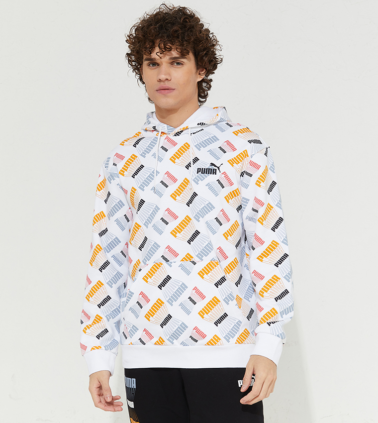 Buy Puma ESS Logo Repeat All Over Print Hoodie In White 6thStreet Saudi Arabia