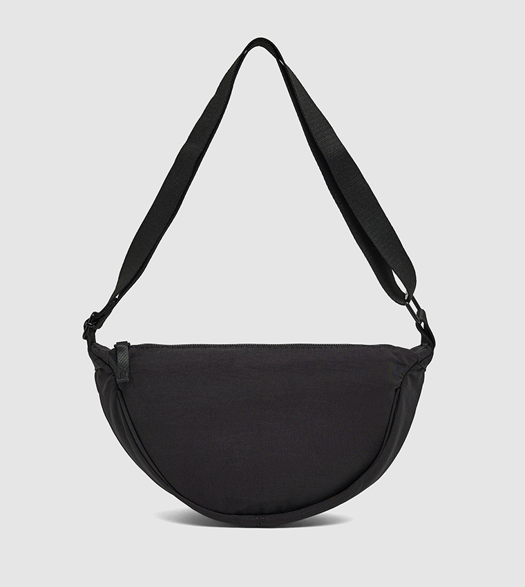 Solid Crossbody Bag with Zip Closure