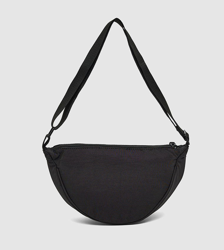 Solid Crossbody Bag with Zip Closure