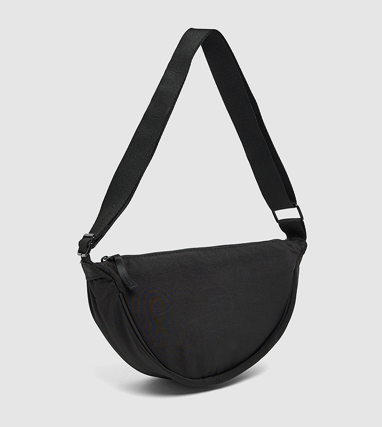 Solid Crossbody Bag with Zip Closure