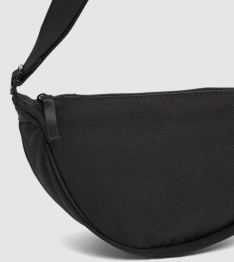 Solid Crossbody Bag with Zip Closure