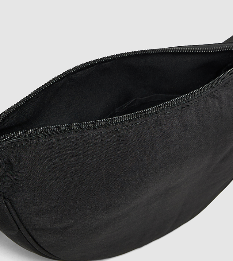 Solid Crossbody Bag with Zip Closure