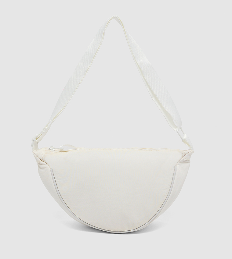 Solid Crossbody Bag with Zip Closure