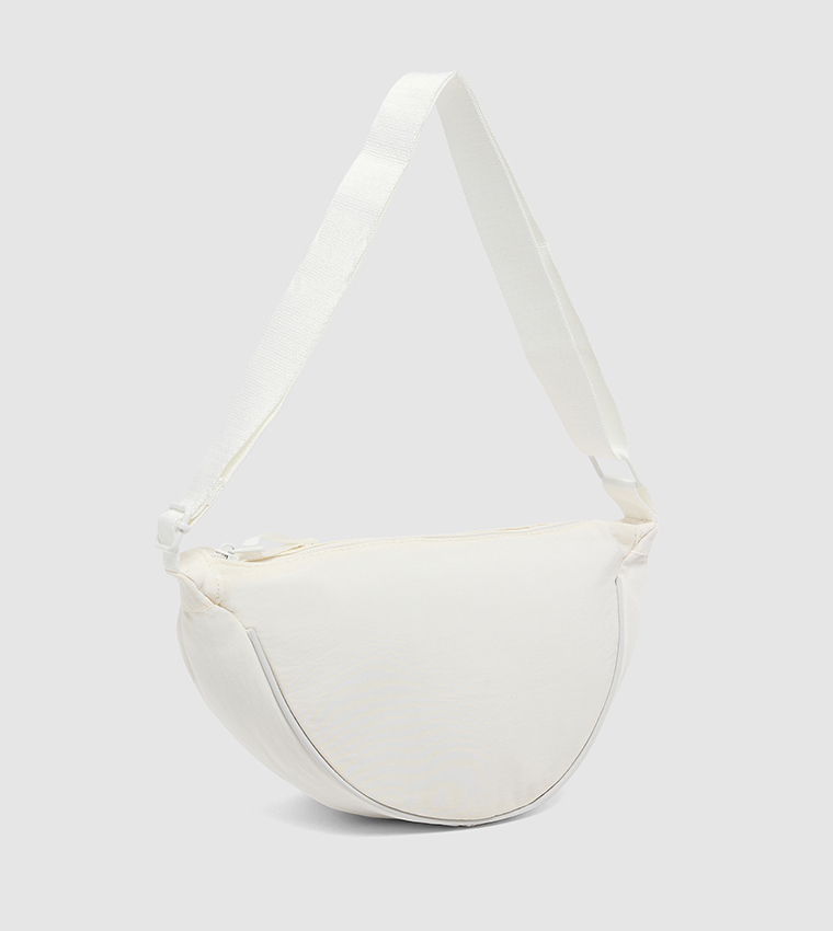 Solid Crossbody Bag with Zip Closure