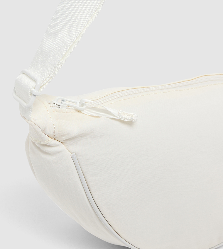 Solid Crossbody Bag with Zip Closure