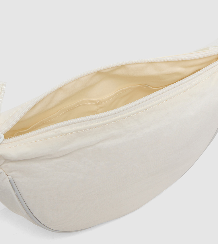 Solid Crossbody Bag with Zip Closure