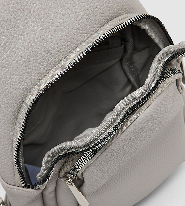 Dual Zip Pockets Crossbody Backpack