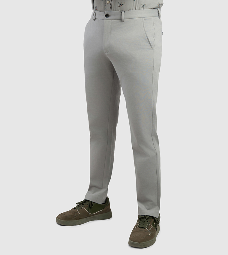Solid Mid Rise Slim Fit Chino Pants