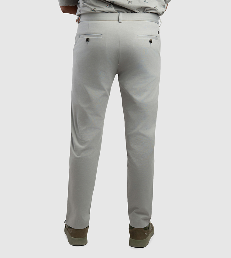 Solid Mid Rise Slim Fit Chino Pants