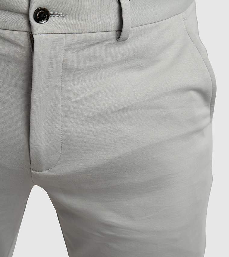 Solid Mid Rise Slim Fit Chino Pants