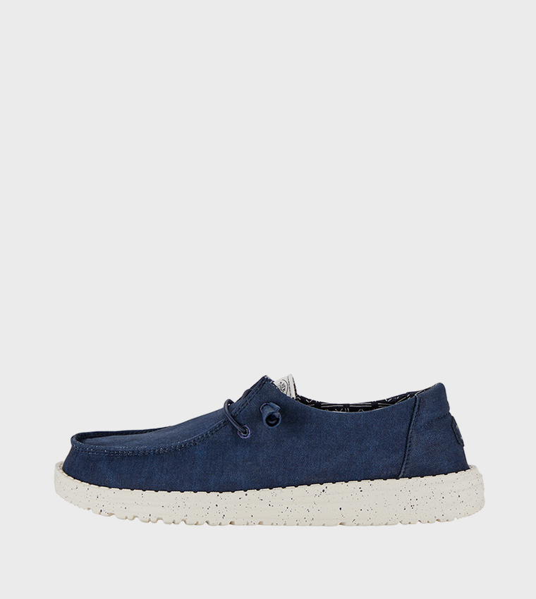 Wendy Stretch Logo Badge Canvas Slip-On Shoes