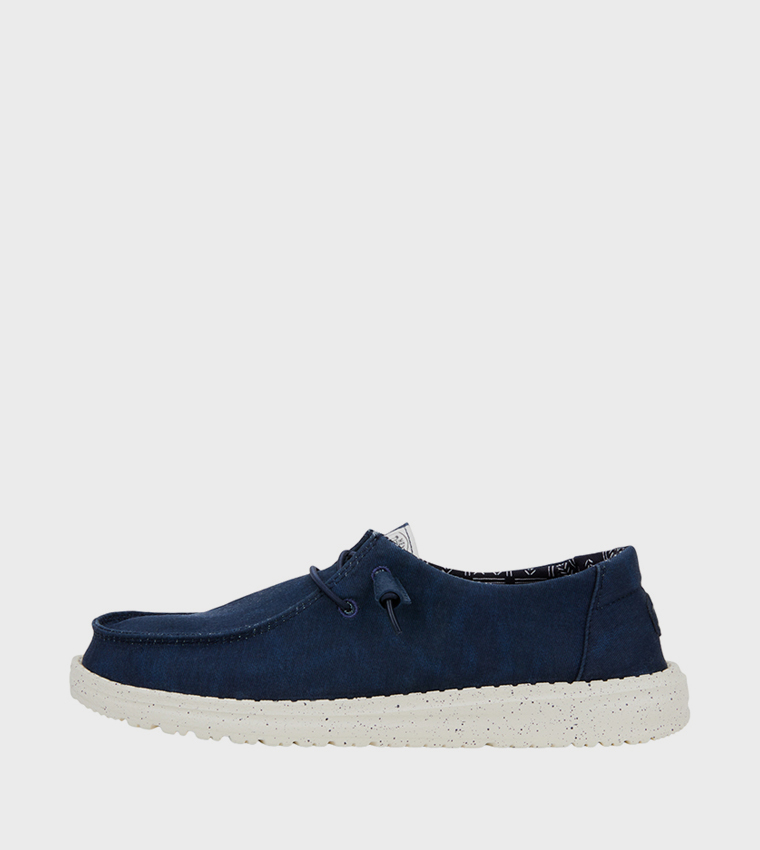 Wendy Stretch Logo Badge Canvas Slip-On Shoes