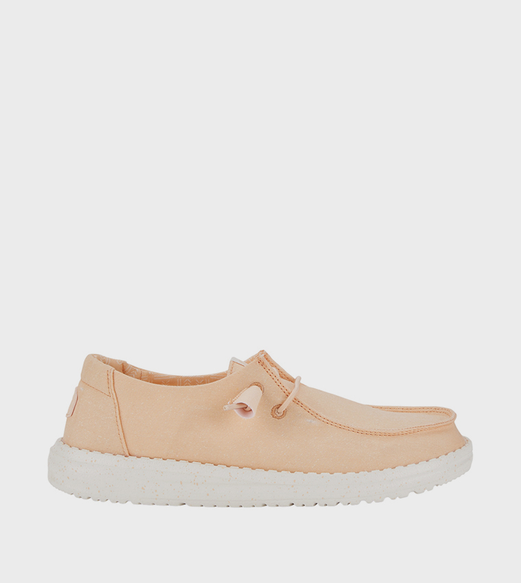 Wendy Stretch Logo Badge Canvas Slip-On Shoes
