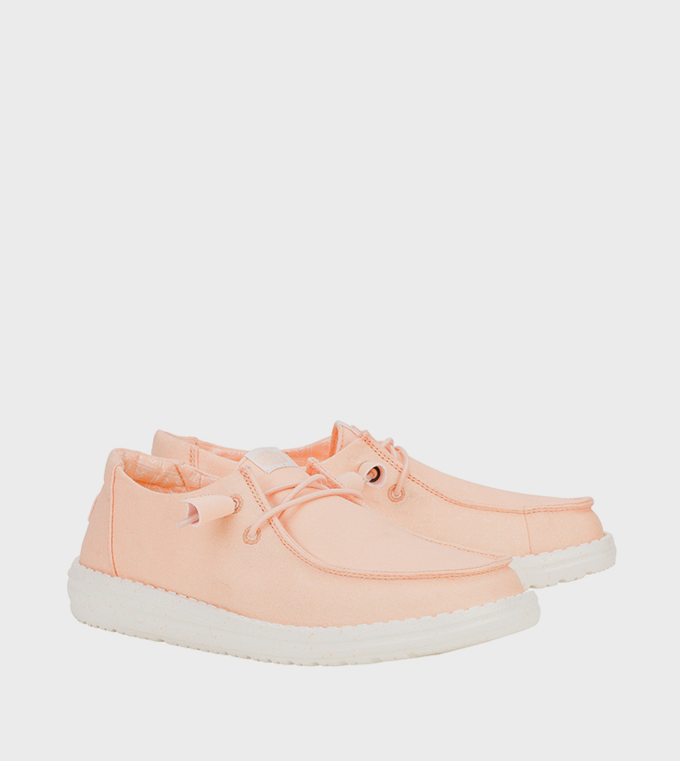 Wendy Stretch Logo Badge Canvas Slip-On Shoes