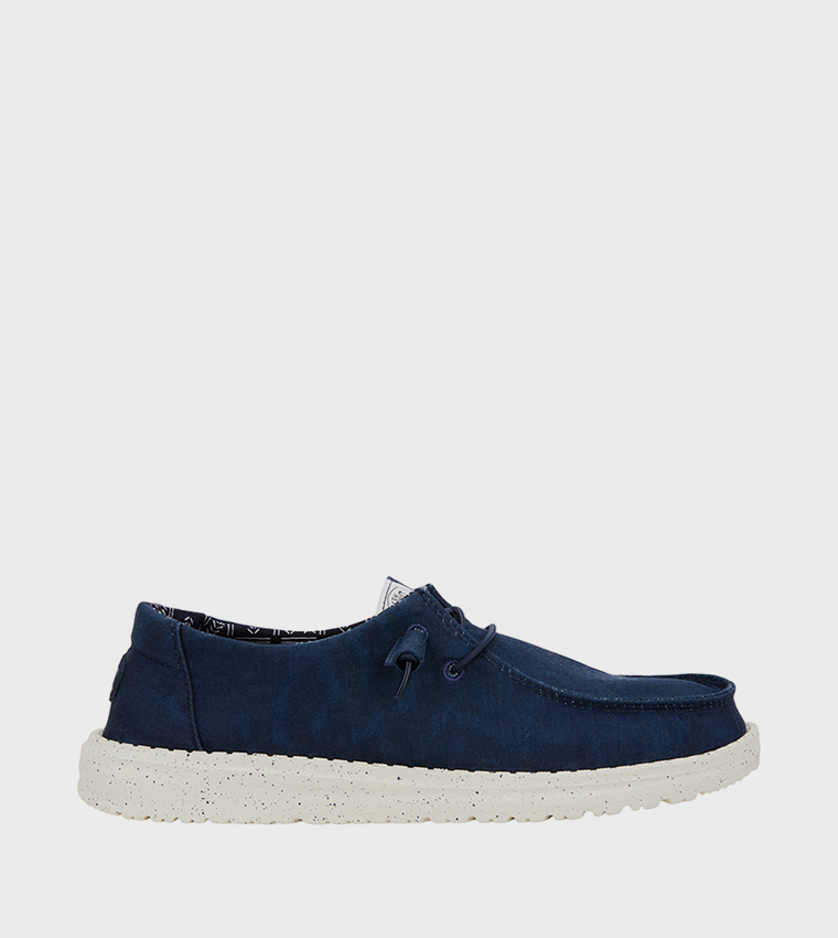 Wendy Stretch Logo Badge Canvas Slip-On Shoes