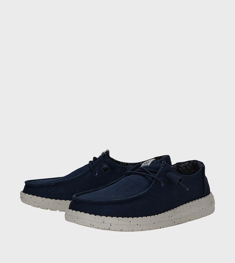 Wendy Stretch Logo Badge Canvas Slip-On Shoes
