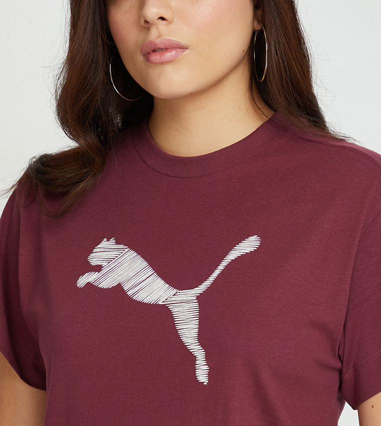 Burgundy puma outlet t shirt