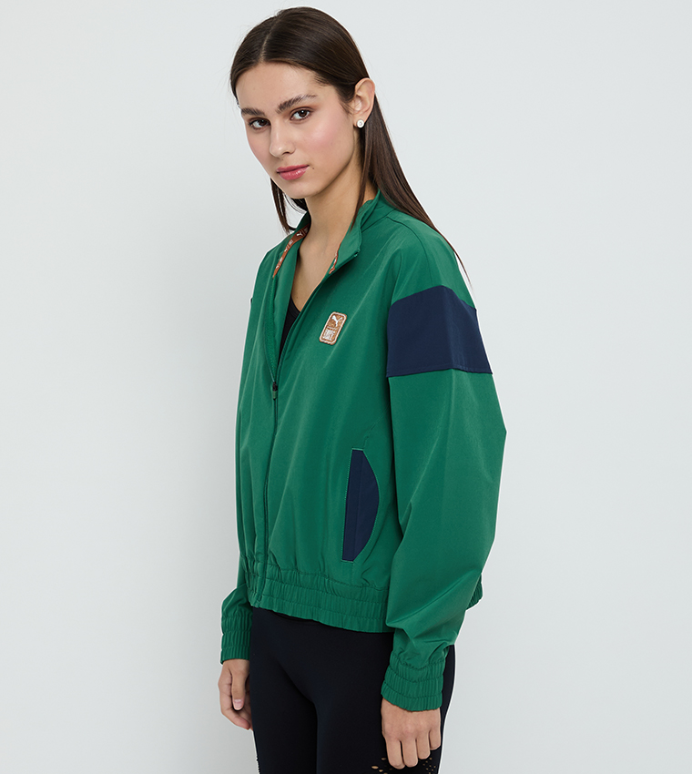 Color Block Loose Fit Zip Through Jacket