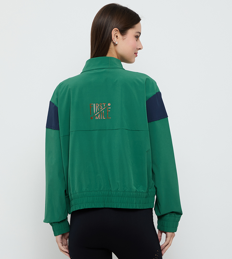 Color Block Loose Fit Zip Through Jacket